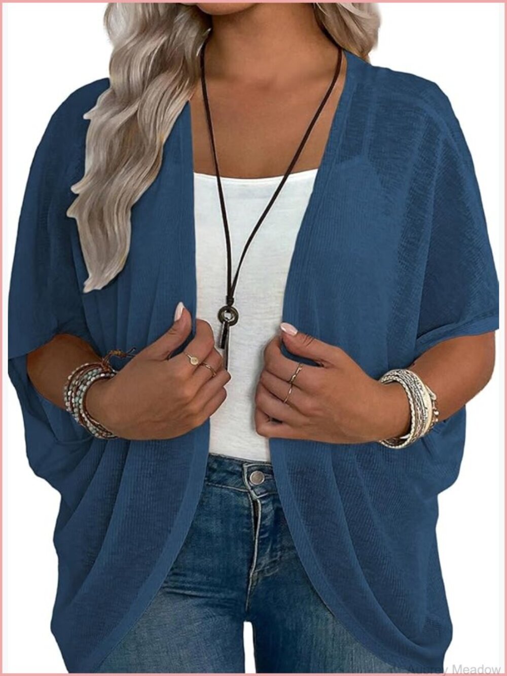 Womens Plus Size Lightweight Cardigan Half Sleeve Open Front Summer Cover Up
